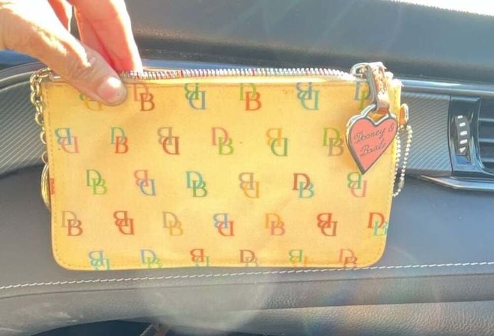 Dooney & Bourke Rainbow Monogram Wristlet Yellow Coated Canvas